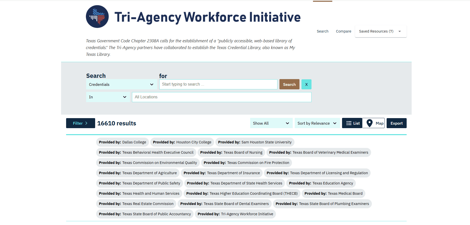Image of Texas Credential Library Widget